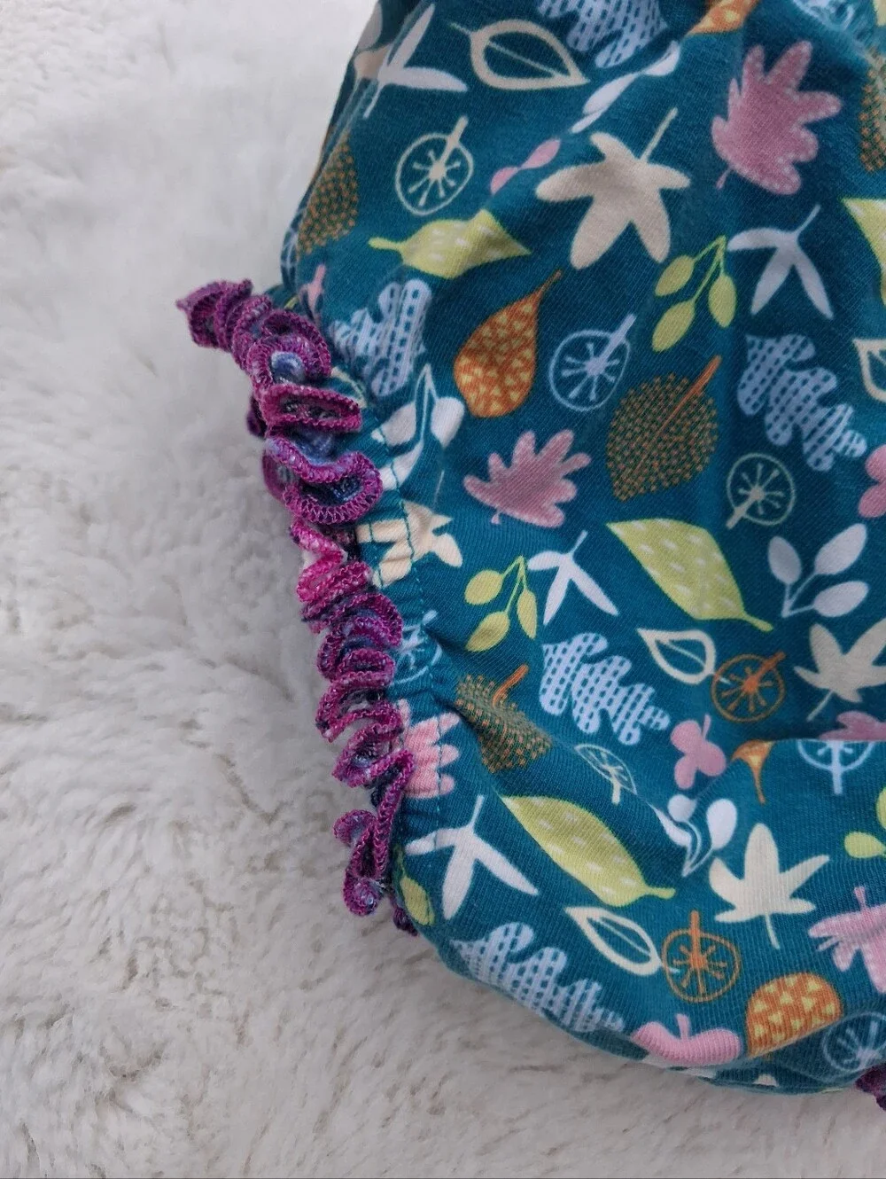 Matilda Jane Teal Floral Leaf Ruffle Diaper Cover Size 18-24m